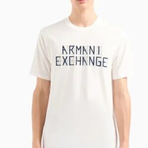 ARMANI EXCHANGE – T-Shirt Uomo Regular Fit in Jersey con Stampa Logo a Contrasto Bianco