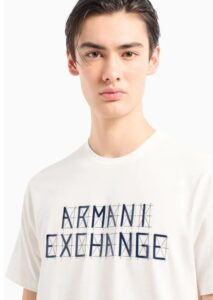 ARMANI EXCHANGE – T-Shirt Uomo Regular Fit in Jersey con Stampa Logo a Contrasto Bianco