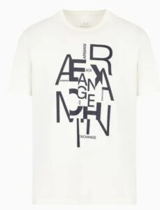 ARMANI EXCHANGE – T-Shirt Uomo in Jersey di Cotone Pima con Maxi Stampa Logo Bianco