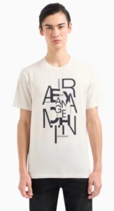 ARMANI EXCHANGE – T-Shirt Uomo in Jersey di Cotone Pima con Maxi Stampa Logo Bianco