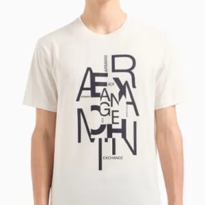 ARMANI EXCHANGE – T-Shirt Uomo in Jersey di Cotone Pima con Maxi Stampa Logo Bianco