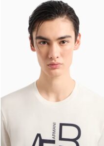ARMANI EXCHANGE – T-Shirt Uomo in Jersey di Cotone Pima con Maxi Stampa Logo Bianco