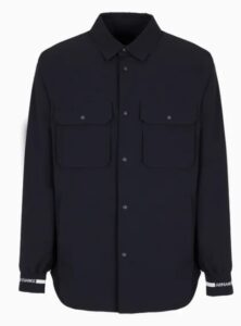 ARMANI EXCHANGE – Camicia Uomo Loose Fit in Tessuto Laminato Blu