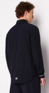 ARMANI EXCHANGE – Camicia Uomo Loose Fit in Tessuto Laminato Blu