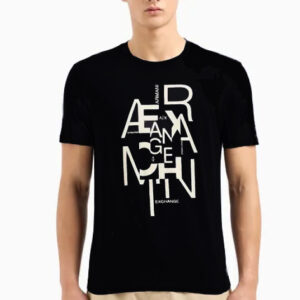 ARMANI EXCHANGE – T-Shirt Uomo in Jersey di Cotone Pima con Maxi Stampa Logo Nero