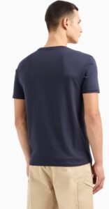 ARMANI EXCHANGE – T-Shirt Uomo in Jersey di Cotone Pima con Maxi Stampa Logo Blu Notte