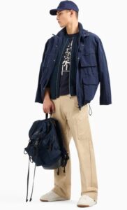 ARMANI EXCHANGE – T-Shirt Uomo in Jersey di Cotone Pima con Maxi Stampa Logo Blu Notte