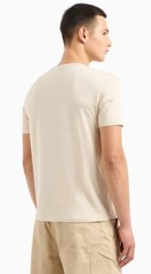 ARMANI EXCHANGE – T-Shirt Uomo in Jersey di Cotone Pima con Maxi Stampa Logo Beige
