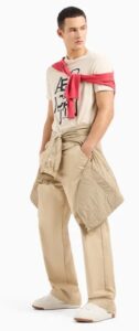 ARMANI EXCHANGE – T-Shirt Uomo in Jersey di Cotone Pima con Maxi Stampa Logo Beige