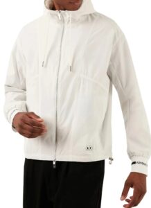 ARMANI EXCHANGE – Giubbotto Uomo in Tessuto Laminato con Cappuccio Bianco