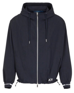 ARMANI EXCHANGE – Giubbotto Uomo in Tessuto Laminato con Cappuccio Blu