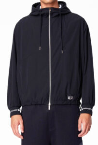 ARMANI EXCHANGE – Giubbotto Uomo in Tessuto Laminato con Cappuccio Blu
