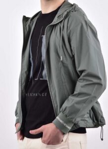 ARMANI EXCHANGE – Giubbotto Uomo in Tessuto Laminato con Cappuccio Verde