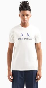 ARMANI EXCHANGE – T-Shirt Regular Fit in Cotone Logo a Contrasto Bianco