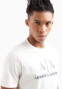 ARMANI EXCHANGE – T-Shirt Regular Fit in Cotone Logo a Contrasto Bianco
