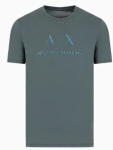 ARMANI EXCHANGE – T-Shirt Regular Fit in Cotone Logo a Contrasto Grigio Scuro
