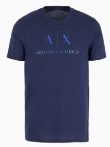 ARMANI EXCHANGE – T-Shirt Regular Fit in Cotone Logo a Contrasto Blu