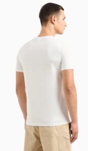 ARMANI EXCHANGE – T-Shirt Slim Fit in Cotone Mercerizzato con Stampa Logata Bianco