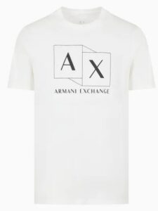 ARMANI EXCHANGE – T-Shirt Slim Fit in Cotone Mercerizzato con Stampa Logata Bianco