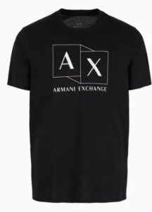 ARMANI EXCHANGE – T-Shirt Slim Fit in Cotone Mercerizzato con Stampa Logata Nero