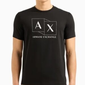 ARMANI EXCHANGE – T-Shirt Slim Fit in Cotone Mercerizzato con Stampa Logata Nero