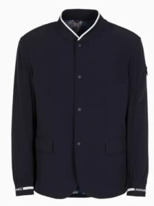 ARMANI EXCHANGE – Blazer Uomo in Tessuto Stretch con Profili a Contrasto Blu
