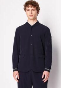 ARMANI EXCHANGE – Blazer Uomo in Tessuto Stretch con Profili a Contrasto Blu