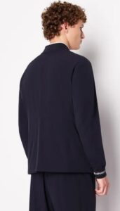 ARMANI EXCHANGE – Blazer Uomo in Tessuto Stretch con Profili a Contrasto Blu