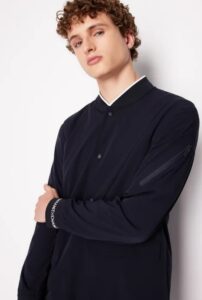 ARMANI EXCHANGE – Blazer Uomo in Tessuto Stretch con Profili a Contrasto Blu