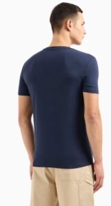 ARMANI EXCHANGE – T-Shirt Uomo Slim Fit in Cotone Stretch con Logo sul Petto Blu