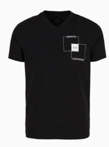 ARMANI EXCHANGE – T-Shirt Uomo Slim Fit in Cotone Stretch con Logo sul Petto Nero