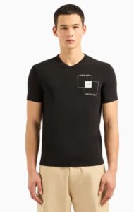 ARMANI EXCHANGE – T-Shirt Uomo Slim Fit in Cotone Stretch con Logo sul Petto Nero