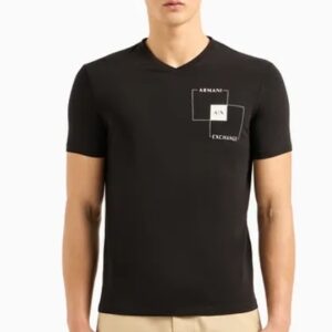 ARMANI EXCHANGE – T-Shirt Uomo Slim Fit in Cotone Stretch con Logo sul Petto Nero