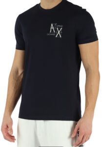 ARMANI EXCHANGE – T-Shirt Uomo Slim Fit in Cotone con Stampa Logo Frontale Blu Notte