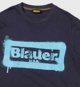 BLAUER – T-Shirt Kids Stampa Graffiti Blu Navy