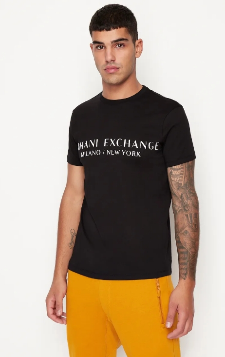 ARMANI EXCHANGE – T-Shirt Uomo Regular Fit in Jersey Nero - Angels Campagna