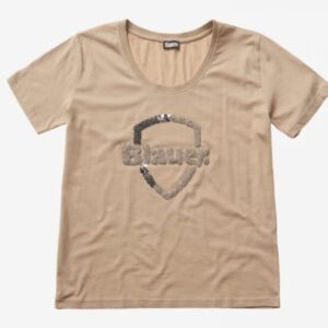 BLAUER – T-Shirt Kids Girocollo a Costina Beige