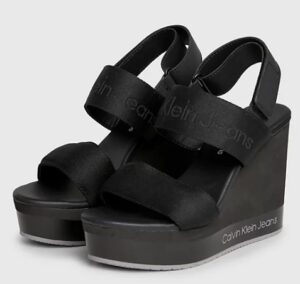 CALVIN KLEIN JEANS – Sandali Donna con Zeppa con Plateau Nero