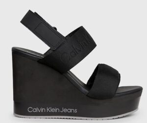 CALVIN KLEIN JEANS – Sandali Donna con Zeppa con Plateau Nero