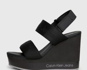CALVIN KLEIN JEANS – Sandali Donna con Zeppa con Plateau Nero
