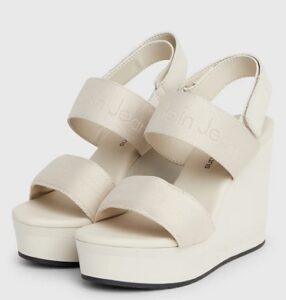 CALVIN KLEIN JEANS – Sandali Donna con Zeppa con Plateau Guscio d’Uovo