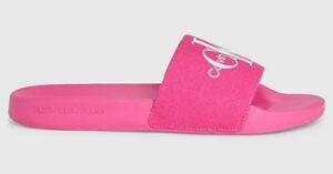 CALVIN KLEIN – Ciabatte Donna in Tela Deep Fuchsia Fedora/Bright White