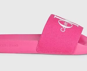 CALVIN KLEIN – Ciabatte Donna in Tela Deep Fuchsia Fedora/Bright White