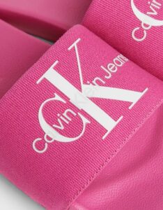 CALVIN KLEIN – Ciabatte Donna in Tela Deep Fuchsia Fedora/Bright White