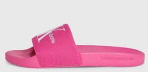 CALVIN KLEIN – Ciabatte Donna in Tela Deep Fuchsia Fedora/Bright White