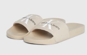 CALVIN KLEIN JEANS – Ciabatte Uomo in Tela Beige