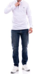 ARMANI EXCHANGE – Polo Uomo Maniche Lunghe in Cotone Elasticizzato Bianco