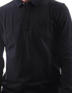 ARMANI EXCHANGE – Polo Uomo Maniche Lunghe in Cotone Elasticizzato Nero