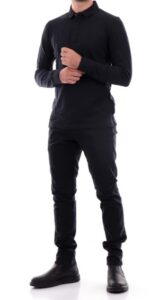 ARMANI EXCHANGE – Polo Uomo Maniche Lunghe in Cotone Elasticizzato Nero