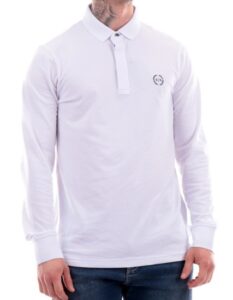 ARMANI EXCHANGE – Polo Uomo Maniche Lunghe in Cotone Elasticizzato Bianco